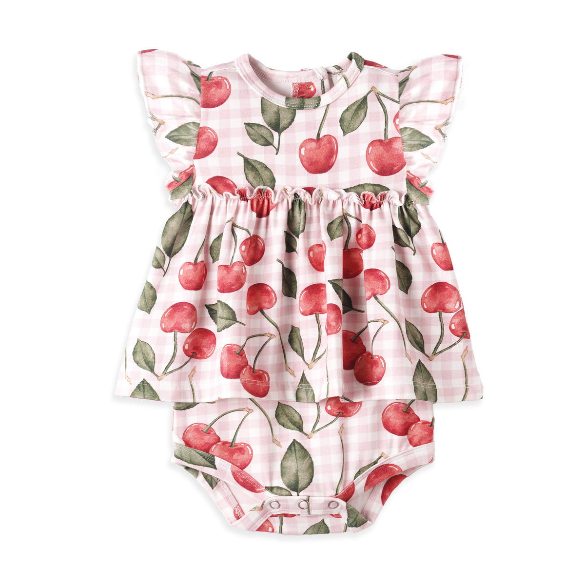 Tesa Babe Tesa Babe Skirted Bodysuit With Cherry Print And Flutter Sleeves For BabiesEveretts Place