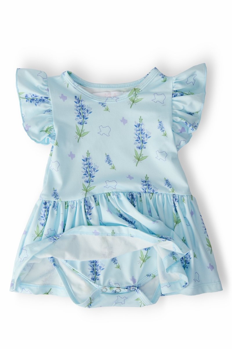 Mila & Rose ® Texas Bluebonnets S/S Flutter Twirl Bodysuit - 