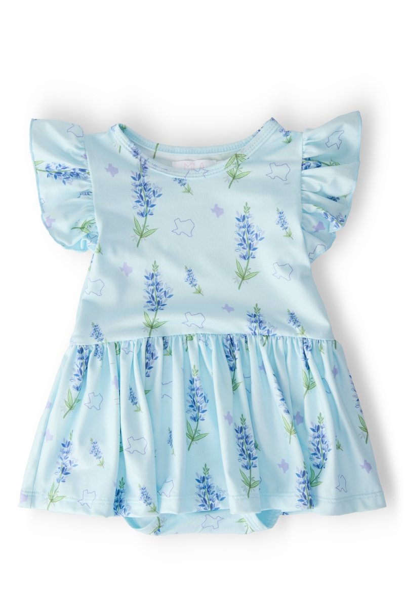 Mila & Rose ® Texas Bluebonnets S/S Flutter Twirl Bodysuit - 