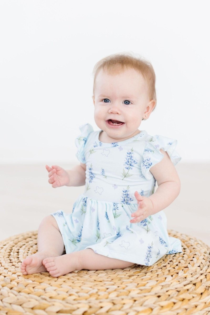 Mila & Rose ® Texas Bluebonnets S/S Flutter Twirl Bodysuit - 