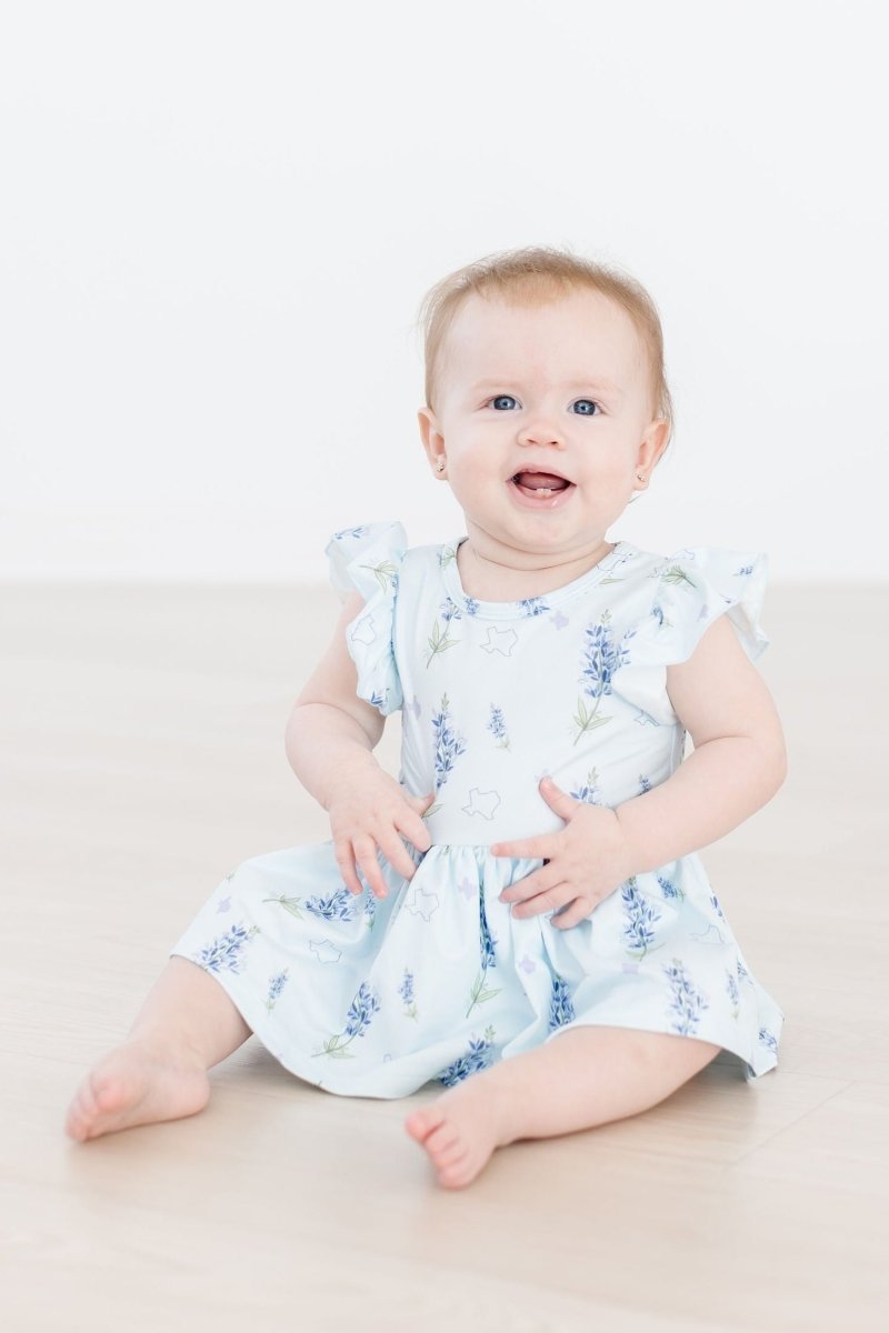 Mila & Rose ® Texas Bluebonnets S/S Flutter Twirl Bodysuit - 