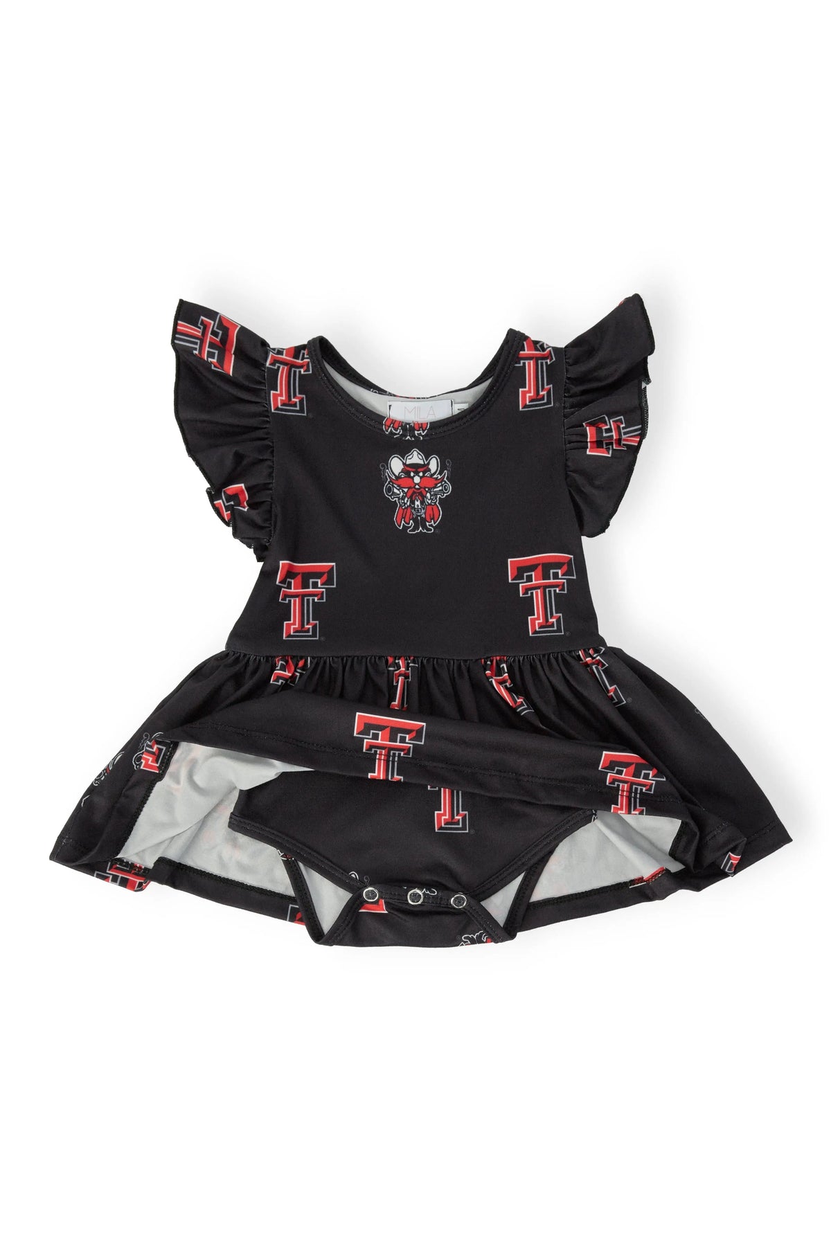 Mila & Rose ® Texas Tech Black Raider Red Flutter Twirl Bodysuit - 