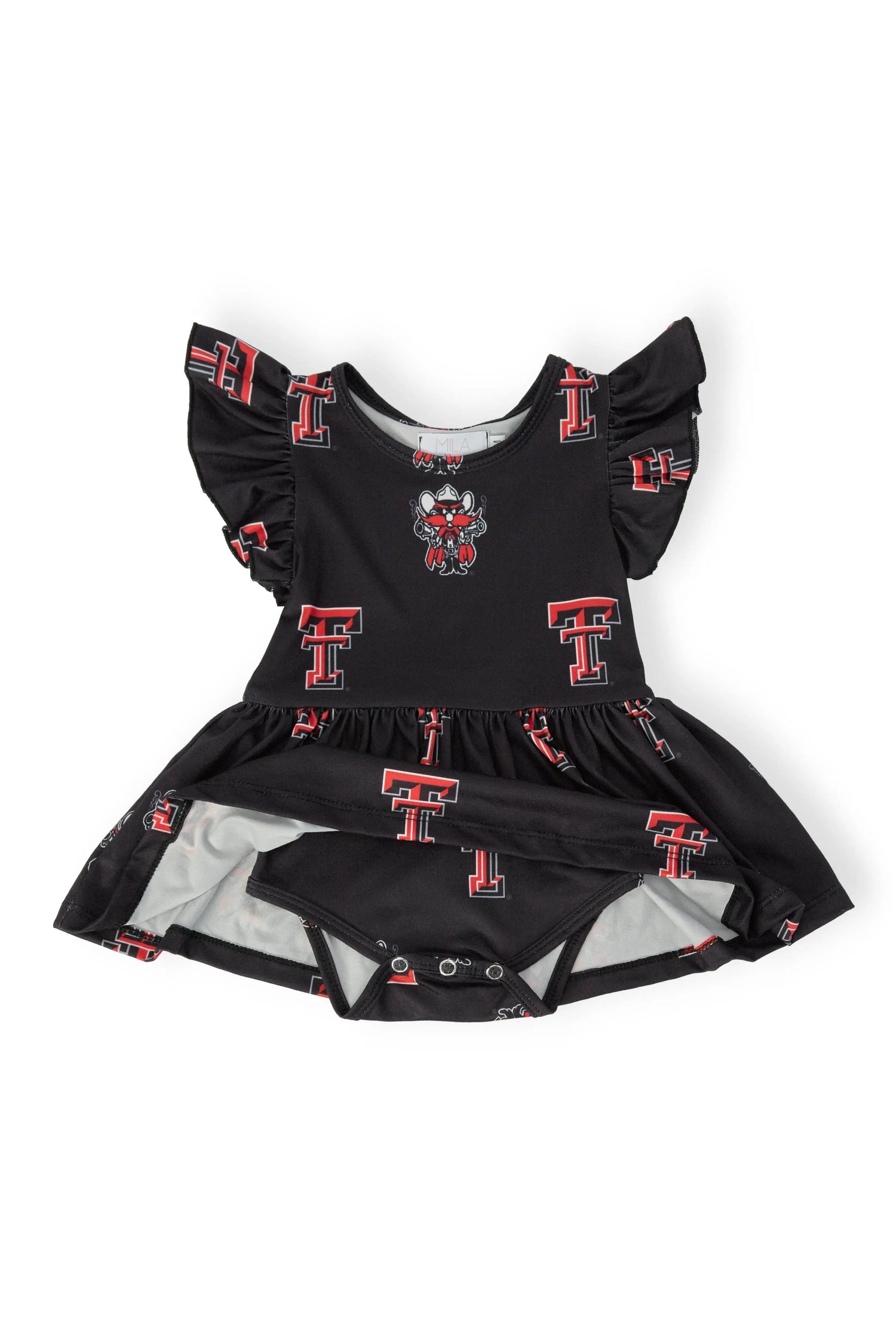 Mila & Rose ® Texas Tech Black Raider Red Flutter Twirl Bodysuit - 