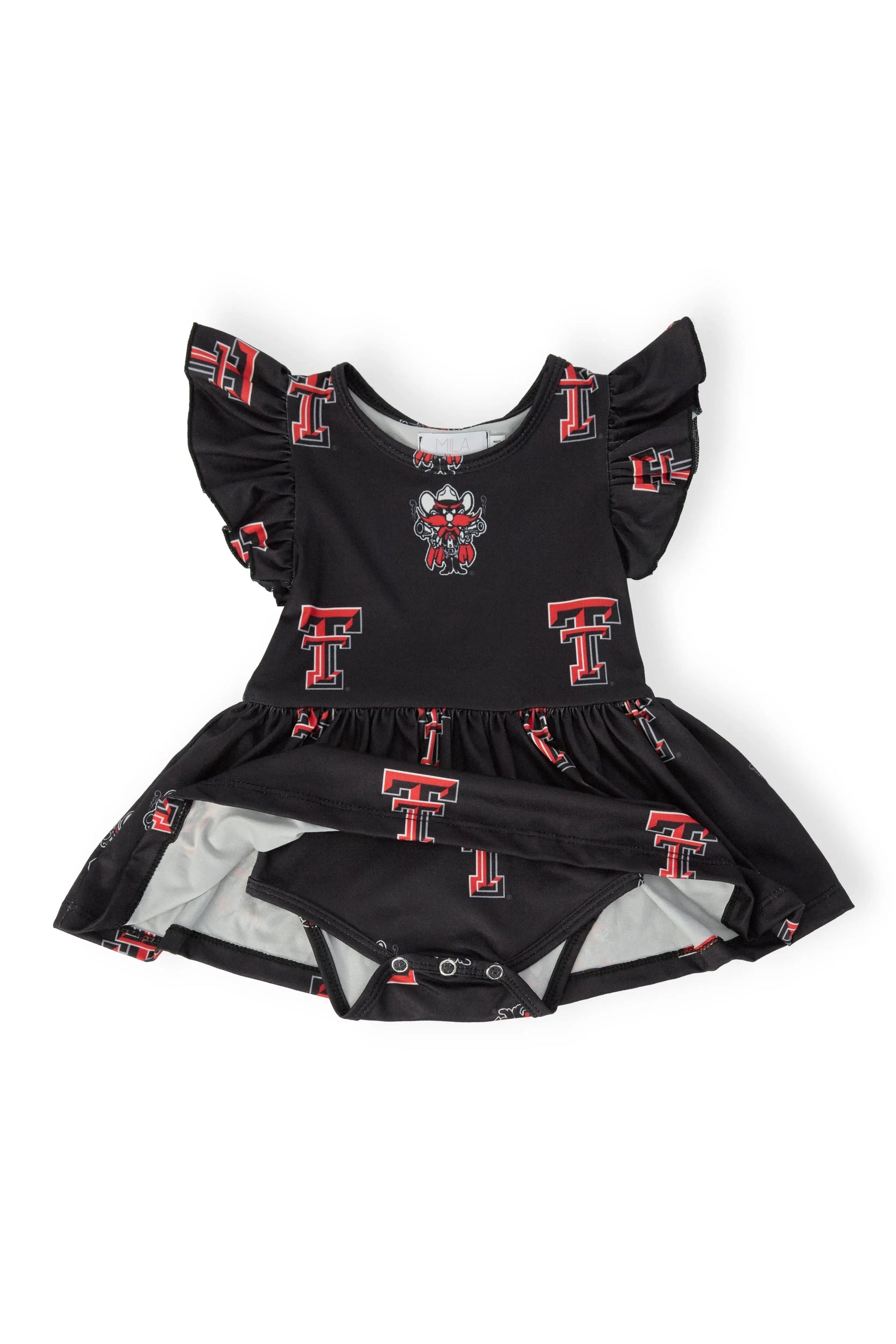 Mila & Rose ® Texas Tech Black Raider Red Flutter Twirl Bodysuit - 