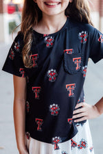 Mila & Rose ® Texas Tech Black Raider Red Ruffle Pocket Tee - 