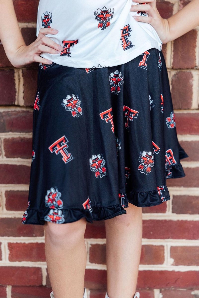 Mila & Rose ® Texas Tech Black Raider Red Twirl Skort - 