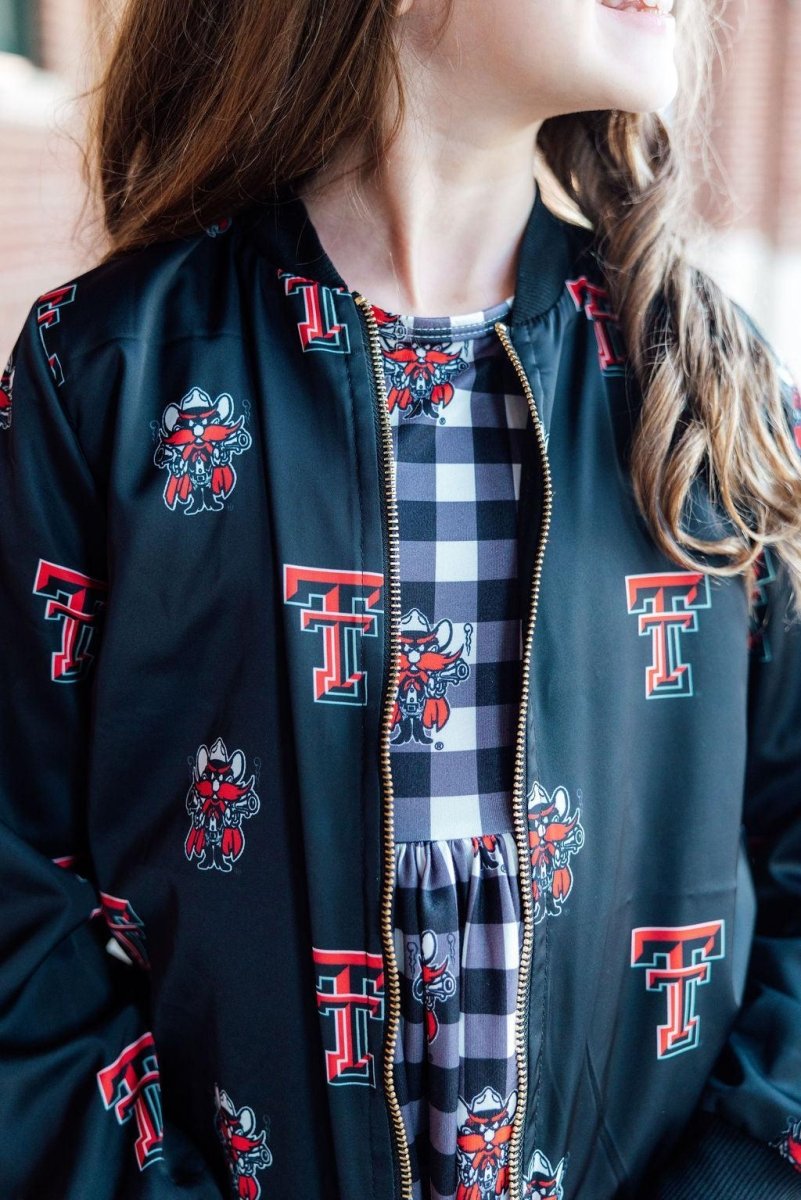 Mila & Rose ® Texas Tech Black Red Raider Satin Jacket - 