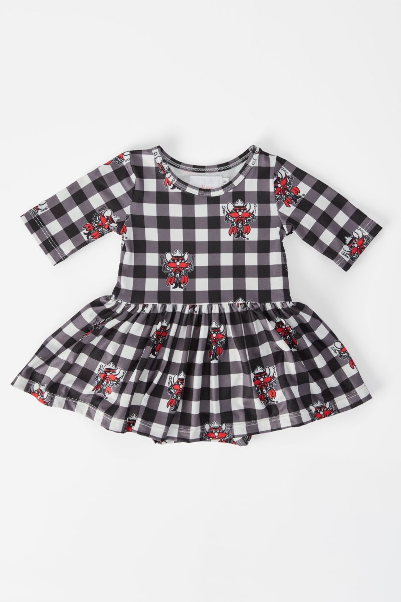 Mila & Rose ® Texas Tech Plaid Raider Red 3/4 Sleeve Twirl Bodysuit - 