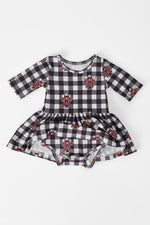 Mila & Rose ® Texas Tech Plaid Raider Red 3/4 Sleeve Twirl Bodysuit - 