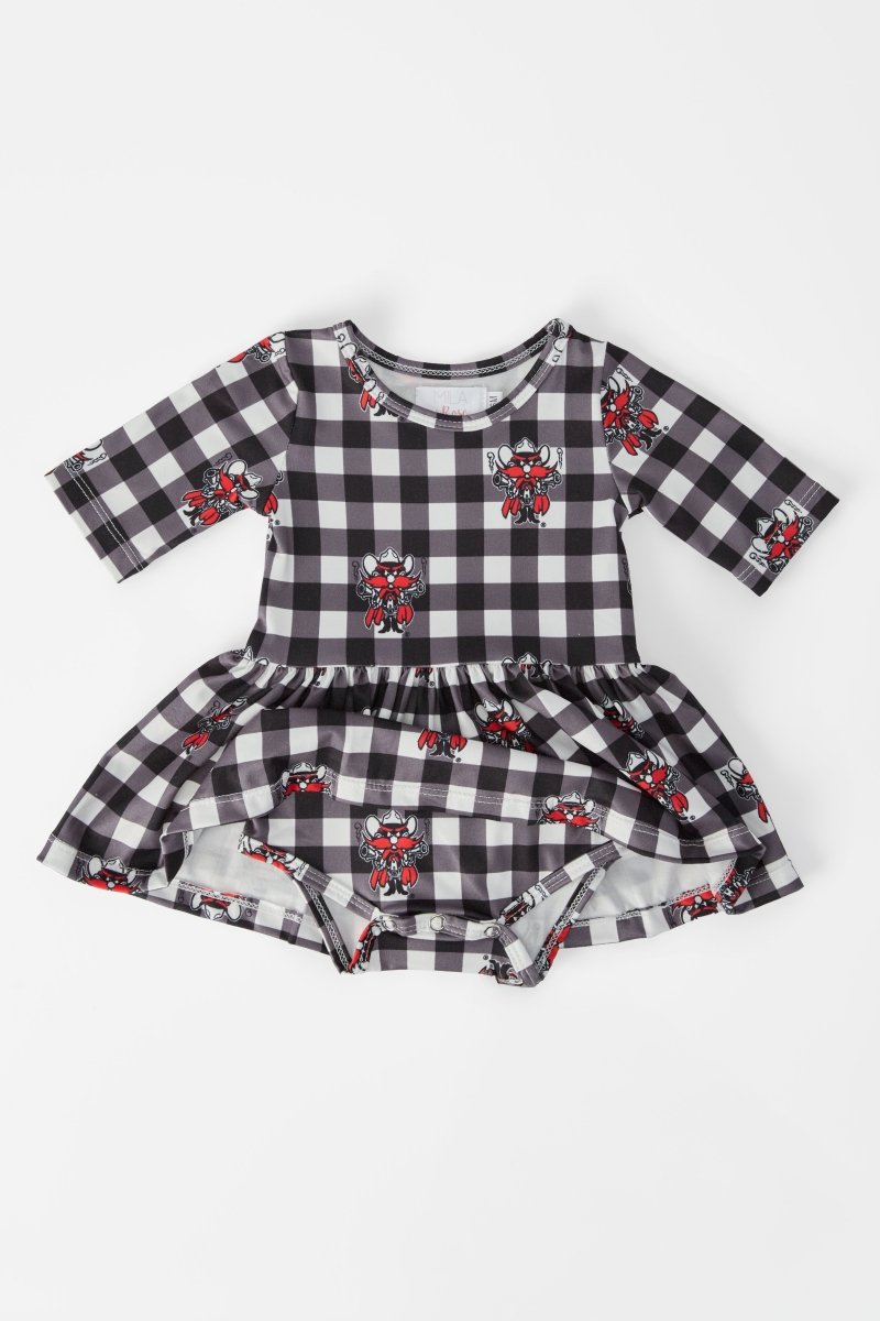 Mila & Rose ® Texas Tech Plaid Raider Red 3/4 Sleeve Twirl Bodysuit - 