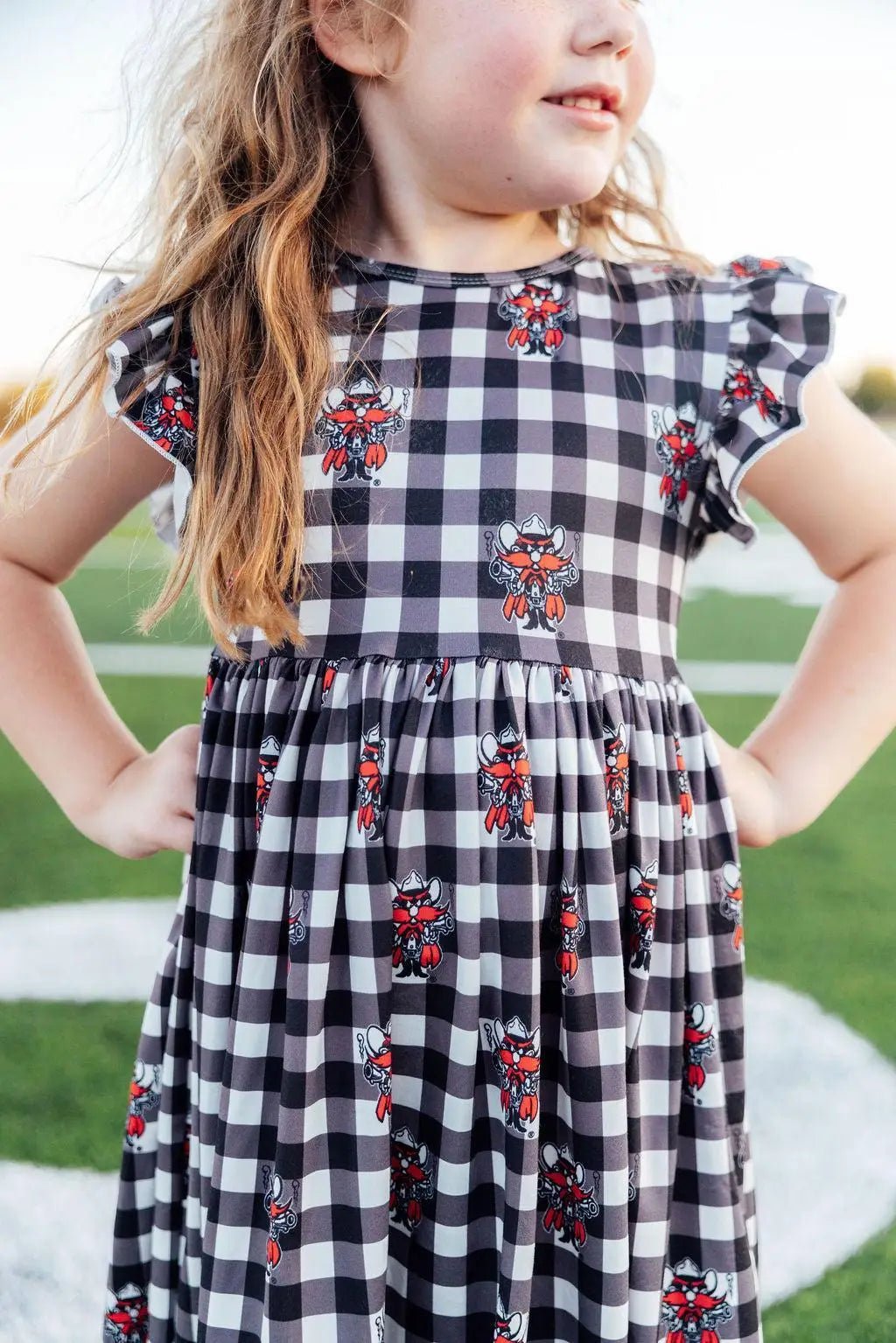 Mila & Rose ® Texas Tech Plaid Raider Red Flutter Twirl Dress For Girls - 