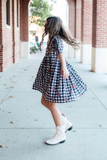 Mila & Rose ® Texas Tech Plaid Raider Red Three Quarter Sleeve Pocket Twirl Dress For Girls - 