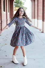 Mila & Rose ® Texas Tech Plaid Raider Red Three Quarter Sleeve Pocket Twirl Dress For Girls - 