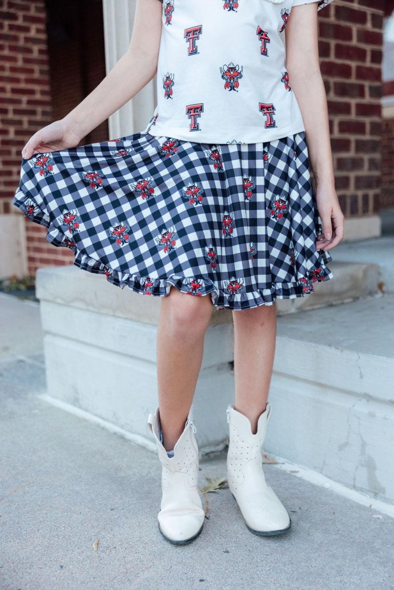 Mila & Rose ® Texas Tech Plaid Raider Red Twirl Skort - 