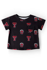 Mila & Rose ® Texas Tech Red Raider Ruffle Pocket Tee For Girls Daily Wear - 