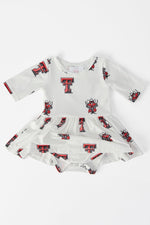 Mila & Rose ® Texas Tech White Raider Red 3/4 Sleeve Twirl Bodysuit - 