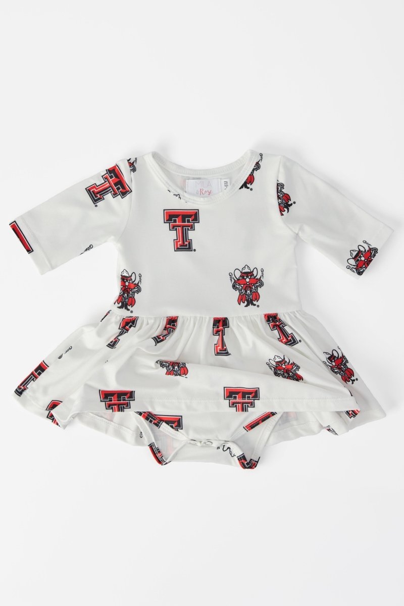 Mila & Rose ® Texas Tech White Raider Red 3/4 Sleeve Twirl Bodysuit - 