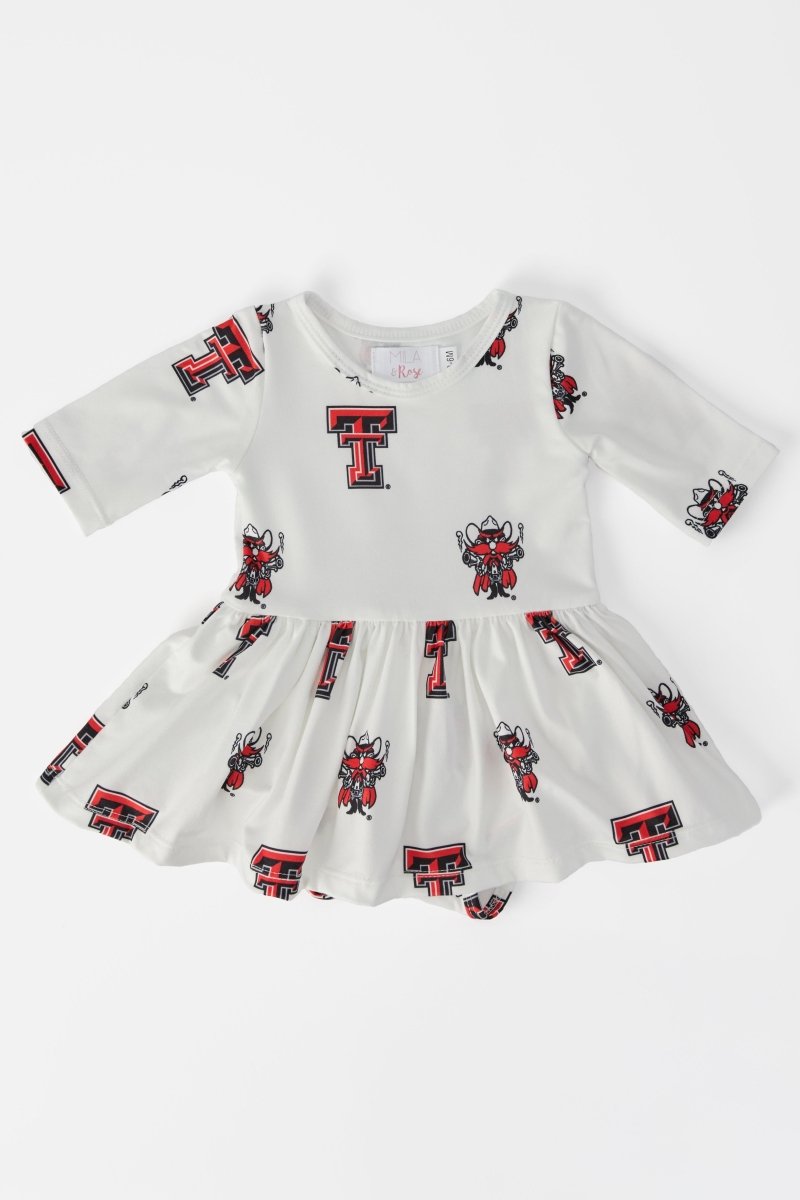 Mila & Rose ® Texas Tech White Raider Red 3/4 Sleeve Twirl Bodysuit - 