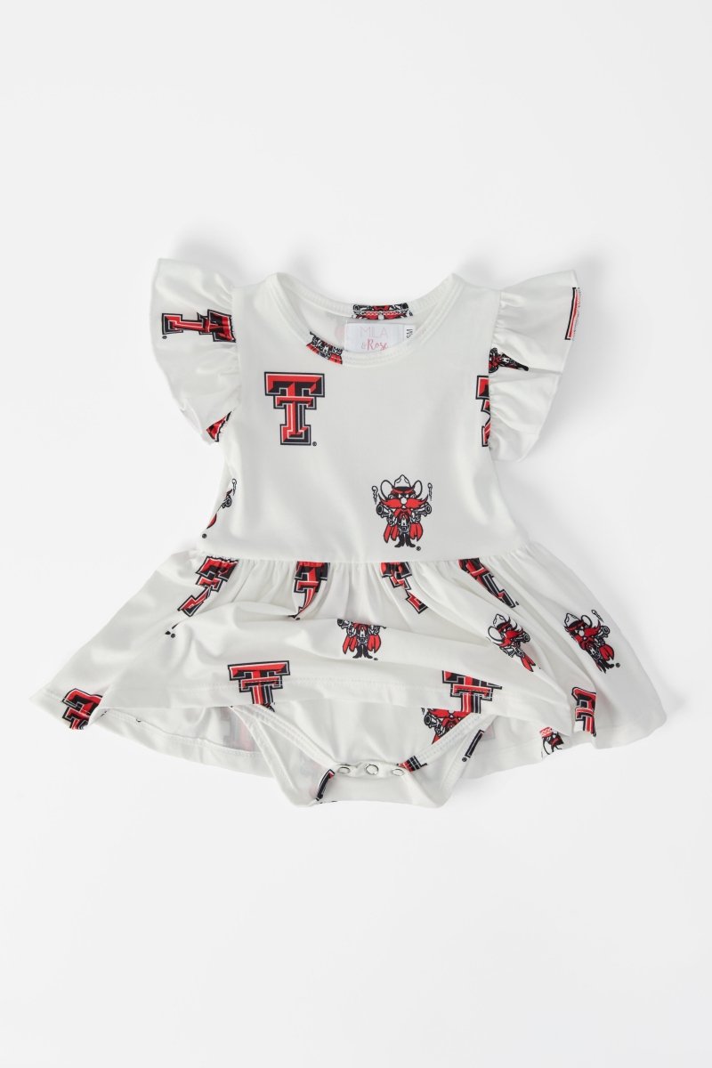 Mila & Rose ® Texas Tech White Raider Red Flutter Twirl Bodysuit - 