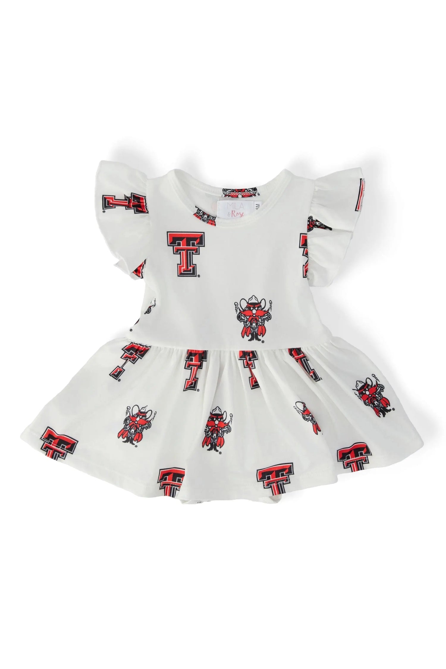 Mila & Rose ® Texas Tech White Raider Red Flutter Twirl Bodysuit - 