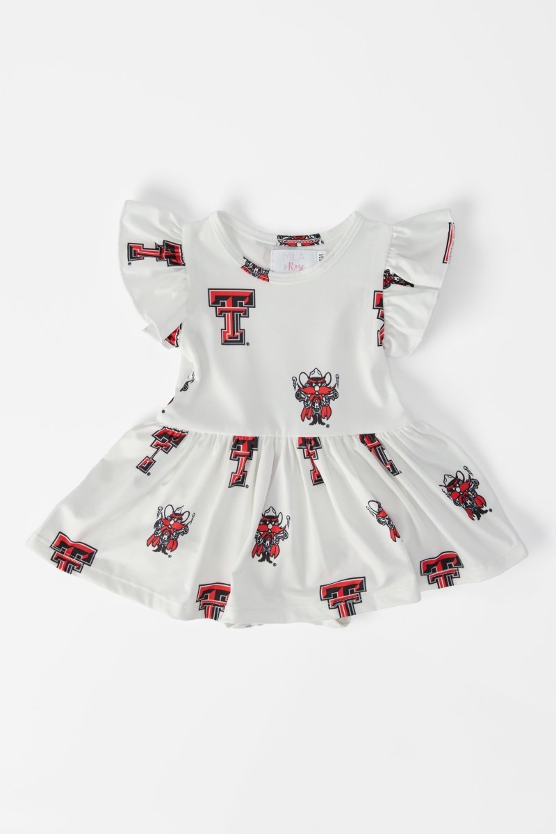 Mila & Rose ® Texas Tech White Raider Red Flutter Twirl Bodysuit - 