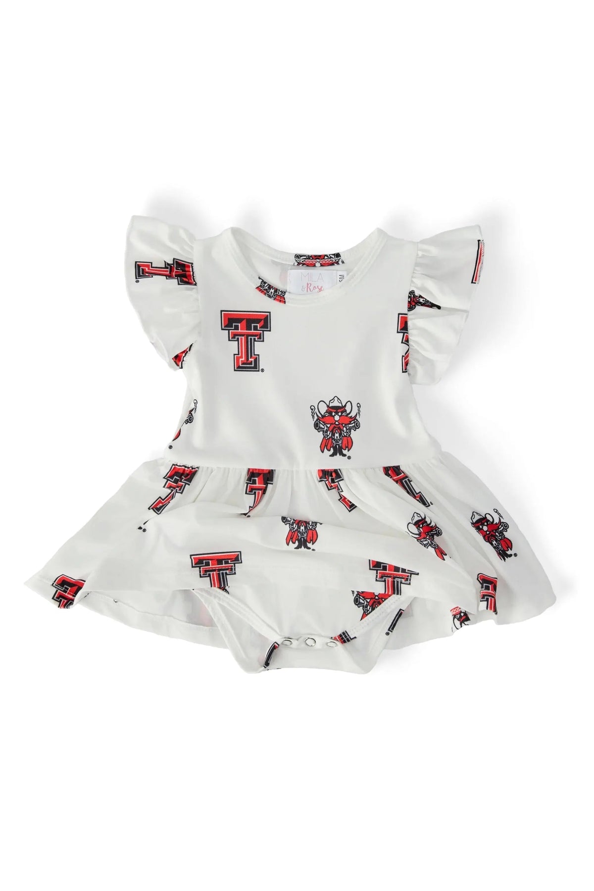Mila & Rose ® Texas Tech White Raider Red Flutter Twirl Bodysuit - 