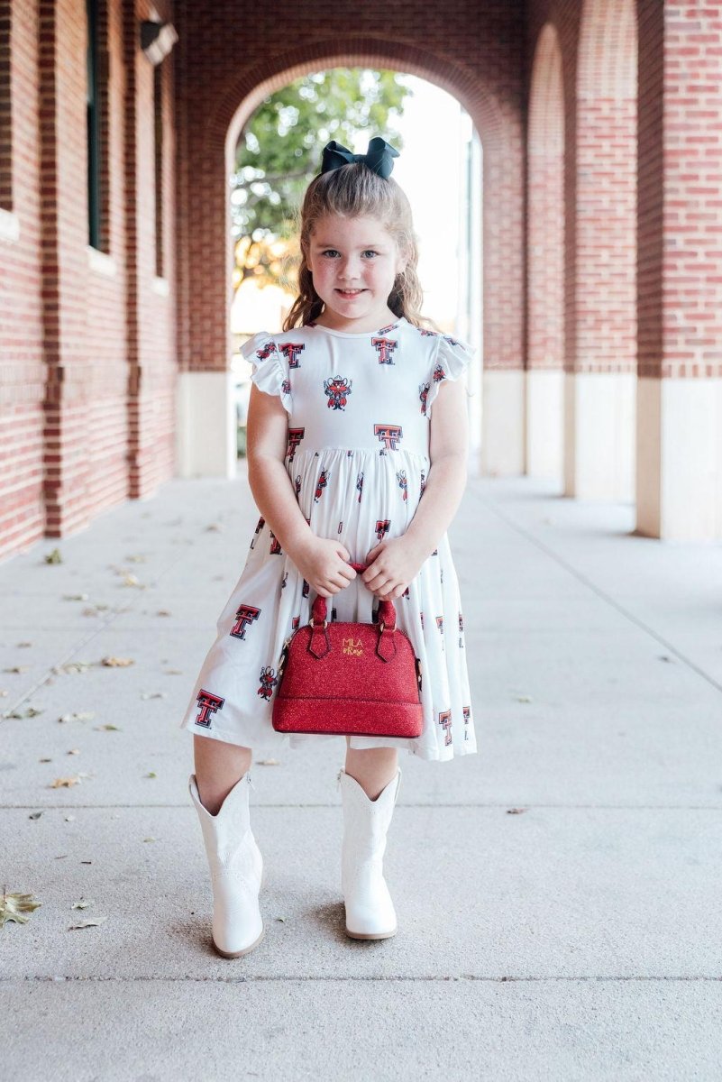 Mila & Rose ® Texas Tech White Raider Red Flutter Twirl Dress - 