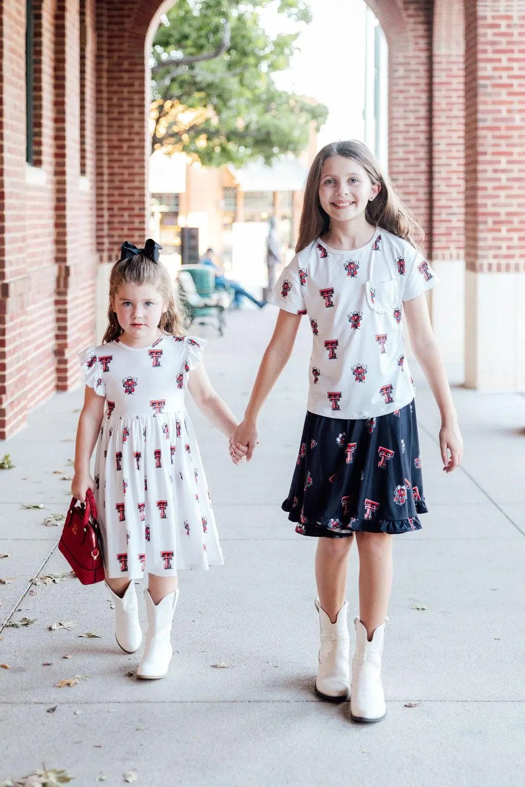 Mila & Rose ® Texas Tech White Raider Red Ruffle Pocket Tee - 