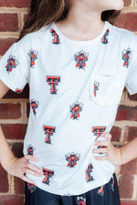 Mila & Rose ® Texas Tech White Raider Red Ruffle Pocket Tee - 