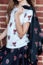 Mila & Rose ® Texas Tech White Raider Red Ruffle Pocket Tee - 