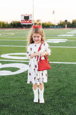 Mila & Rose ® Texas Tech White Raider Red Three Quarter Sleeve Pocket Twirl Dress for Girls - 