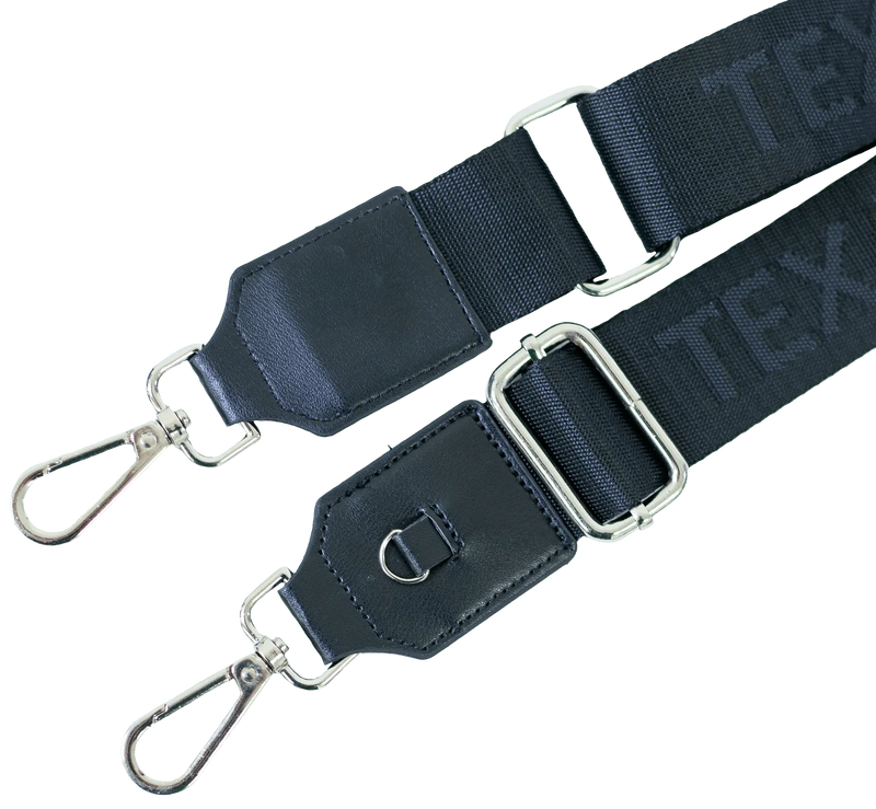 Texas Tushies Exclusive Pod Strap with adjustable black strap and silver hardware.