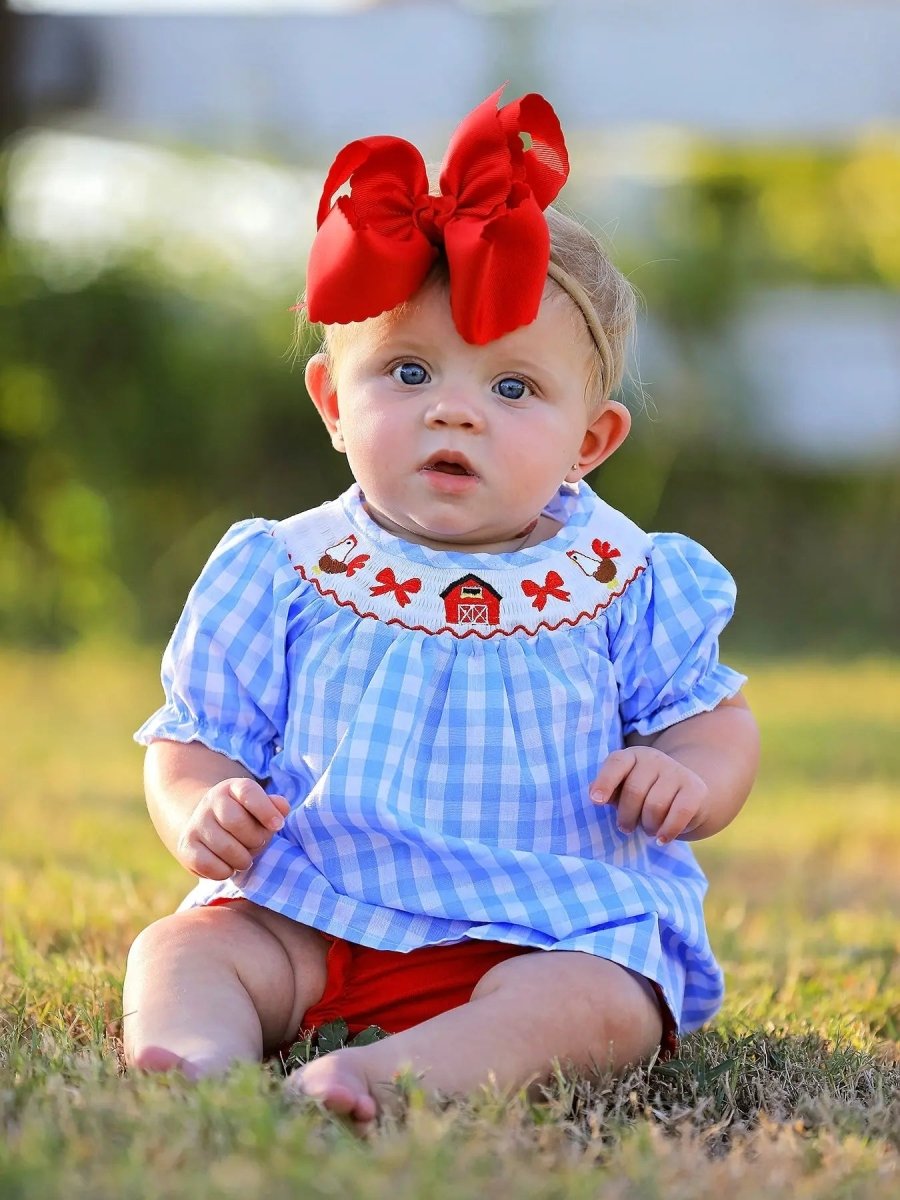 Rylee Faith Designs Thanksgiving Farm Smocking Embroidered Girls Outfits - Everetts Place Boutique - 