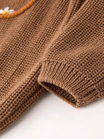 Rylee Faith Designs Thanksgiving Halloween Pumpkin Floral Girls Pullover Sweater - Everetts Place Boutique - 