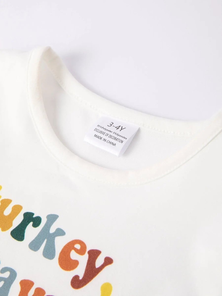 Rylee Faith Designs Thanksgiving Letter Print Girls Set with Turkey Design - Everetts Place Boutique - 