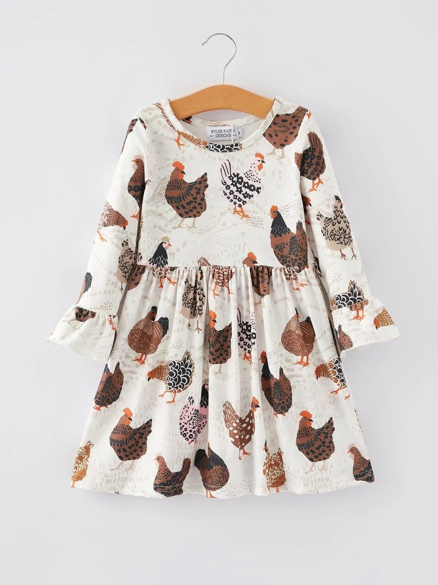 Rylee Faith Designs Thanksgiving Print Girls Dress for Holiday Celebrations - Everetts Place Boutique - 