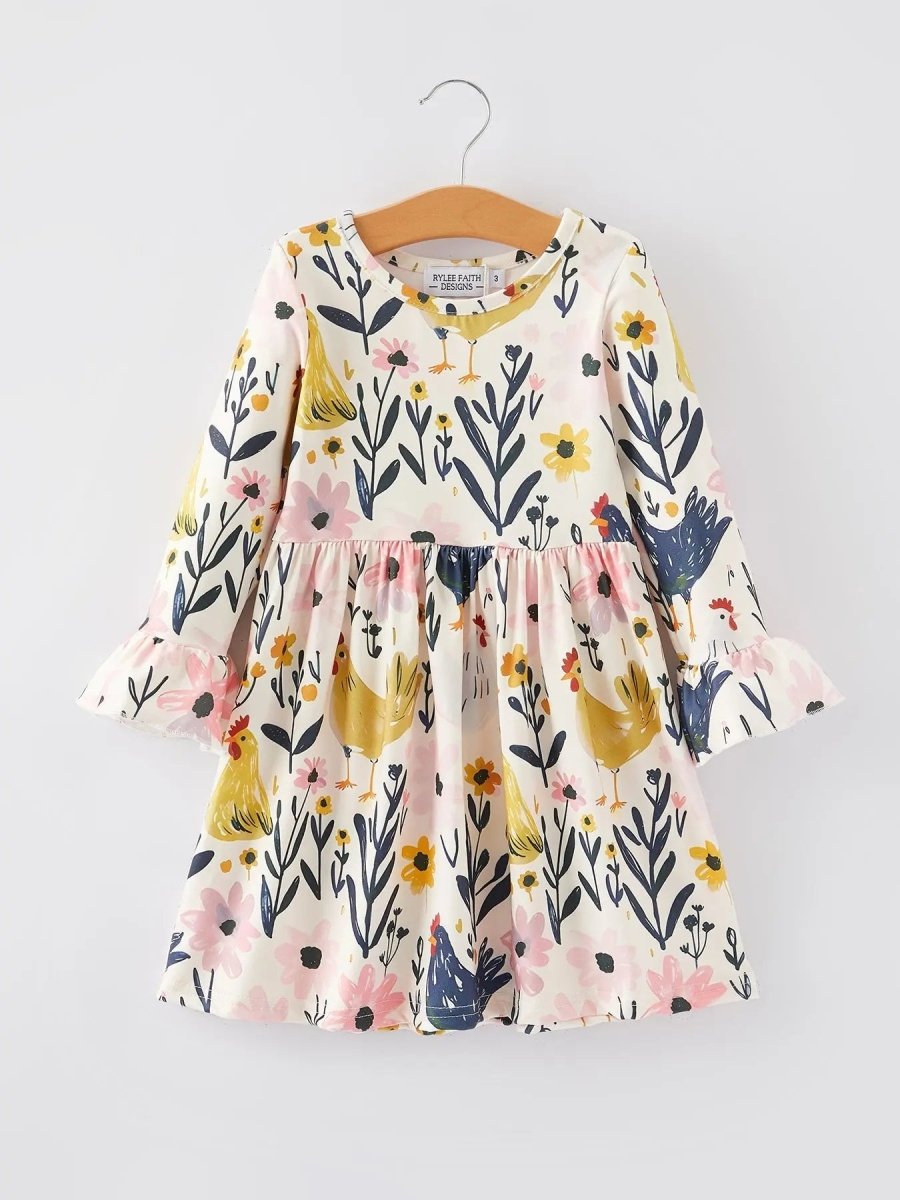 Rylee Faith Designs Thanksgiving Print Girls Dress for Holiday Celebrations - Everetts Place Boutique - 