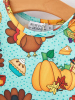 Rylee Faith Designs Thanksgiving Print Girls Dress for Holiday Cheer and Family Gatherings - Everetts Place Boutique - 