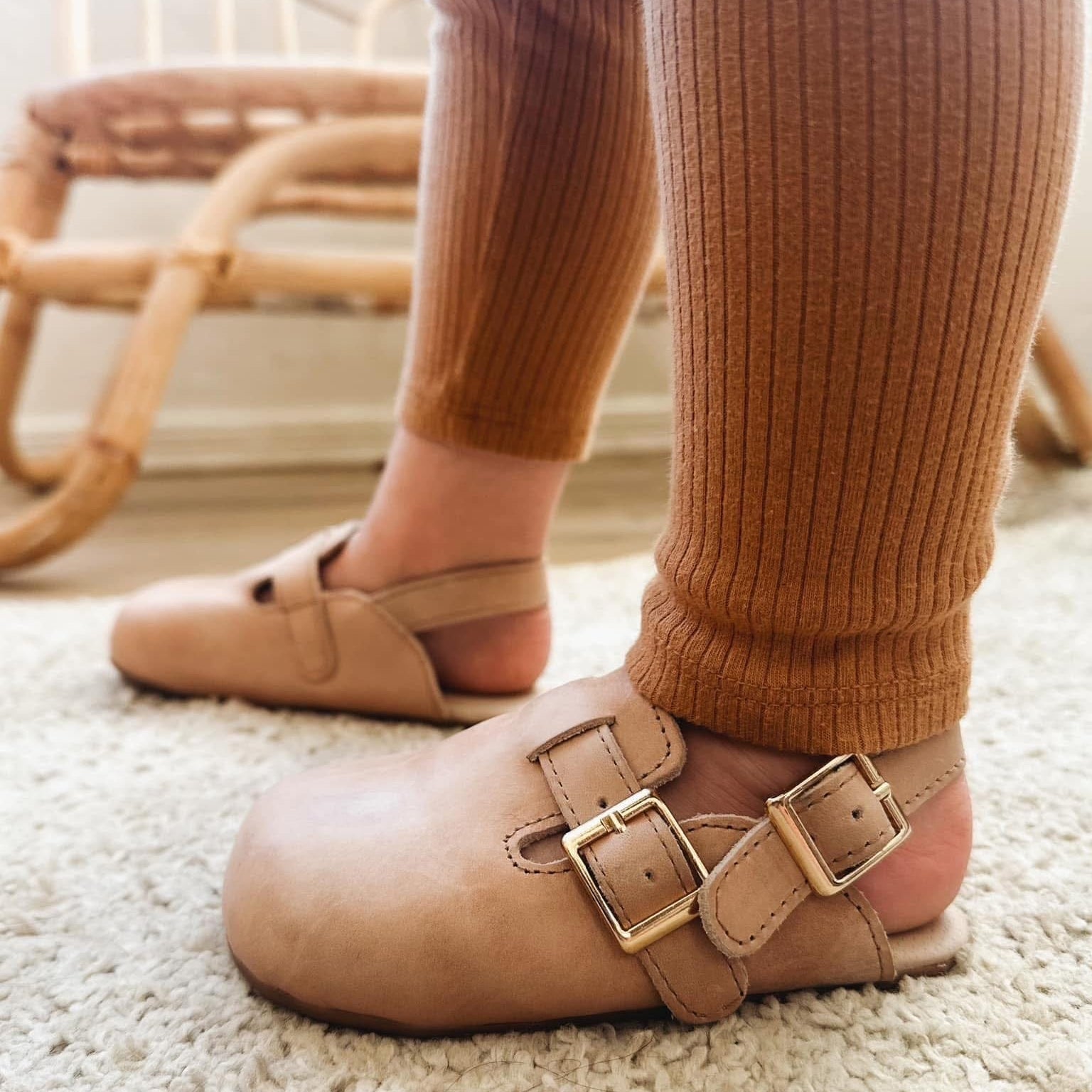 Little Love Bug Co. The Beck organic baby sandals in sand.