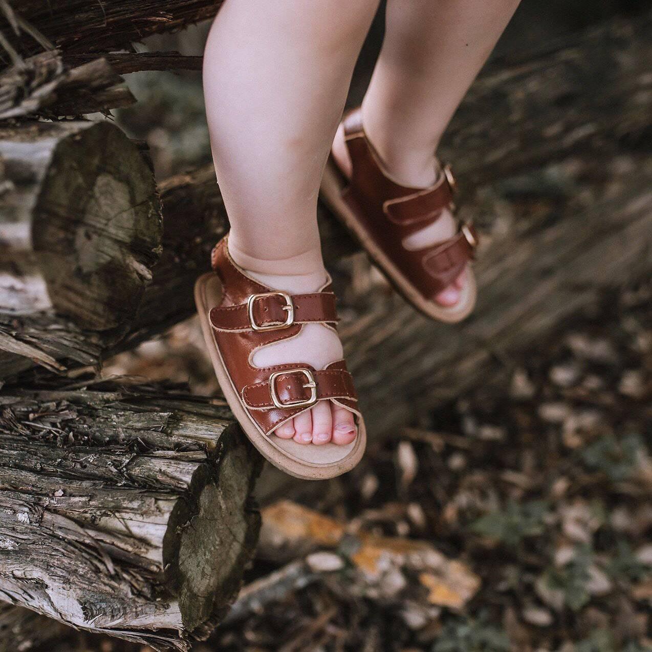 Little Love Bug Co. organic tan leather soft sole baby moccasin, The Charley