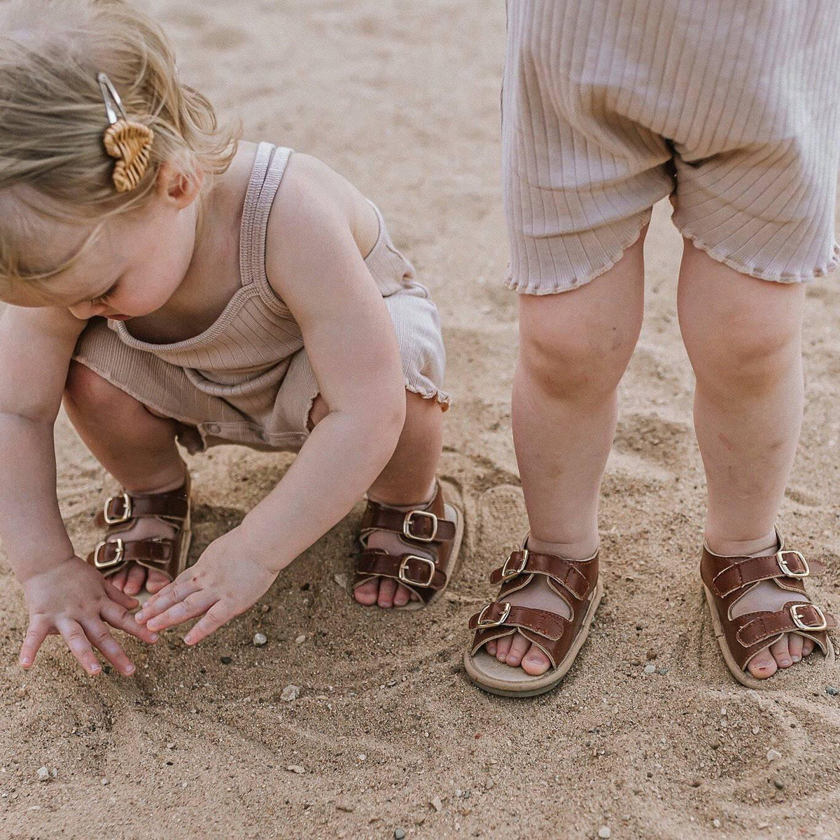 Little Love Bug Co. The Charley organic baby moccasins, tan.