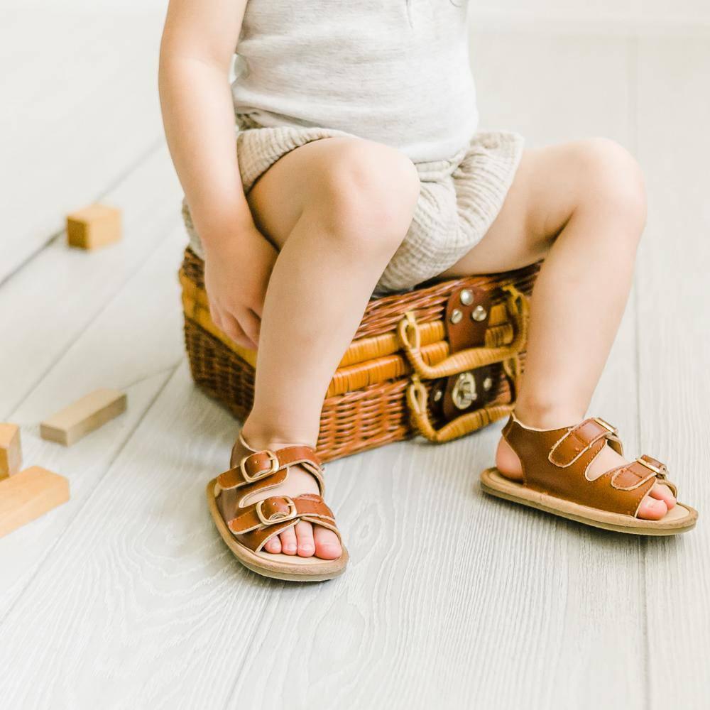 Little Love Bug Co. The Charley organic baby leather moccasins, tan