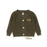 The Chunky Knit Cardigan - Olive Moss - Sleeve, Textile, Cardigan, Collar, Woolen | Everetts Place