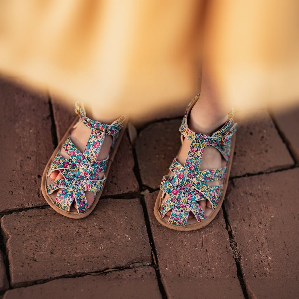 Little Love Bug Co. organic baby closed toe sandals.