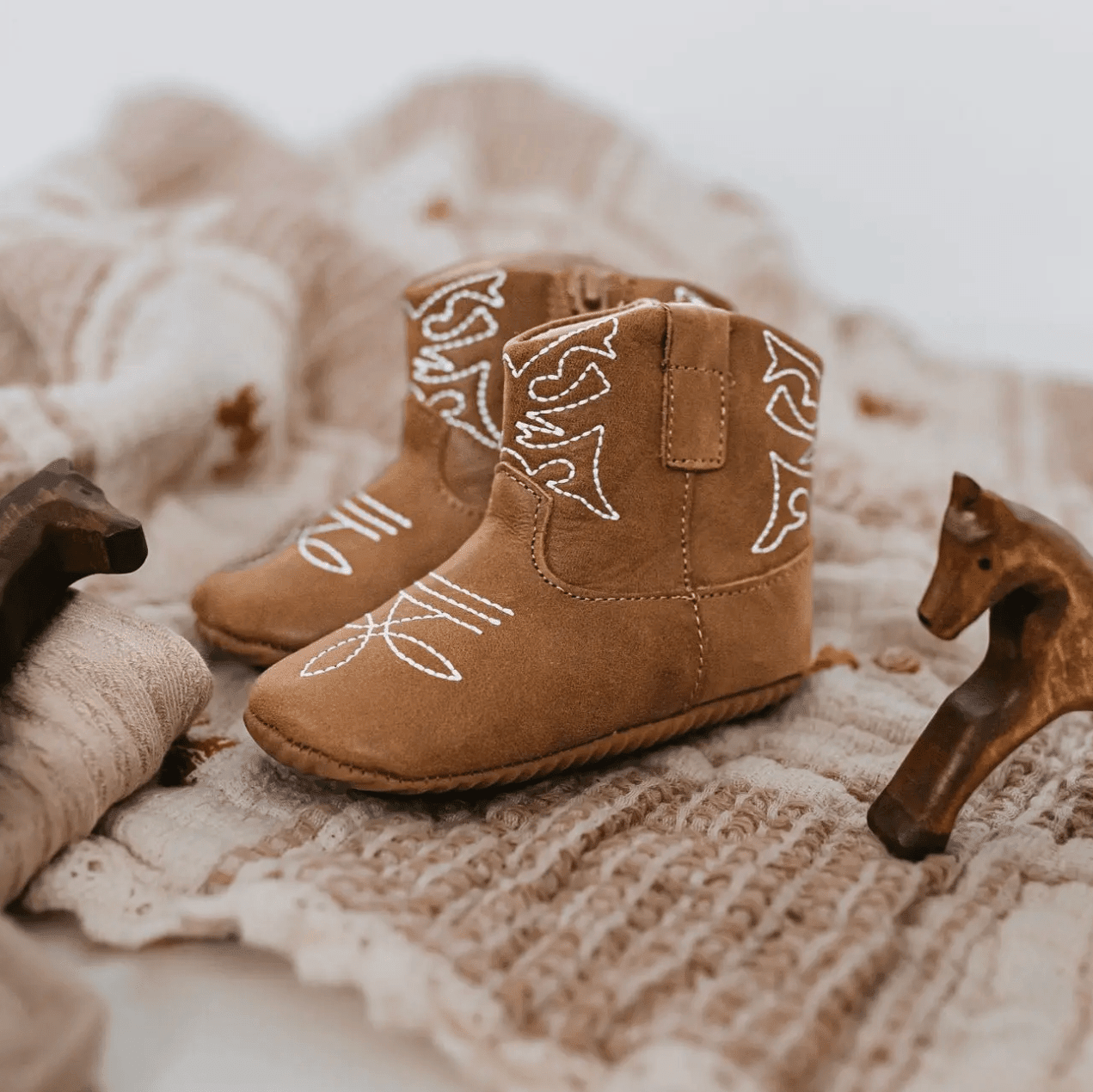 Little Love Bug Co. brown organic baby cowboy boots