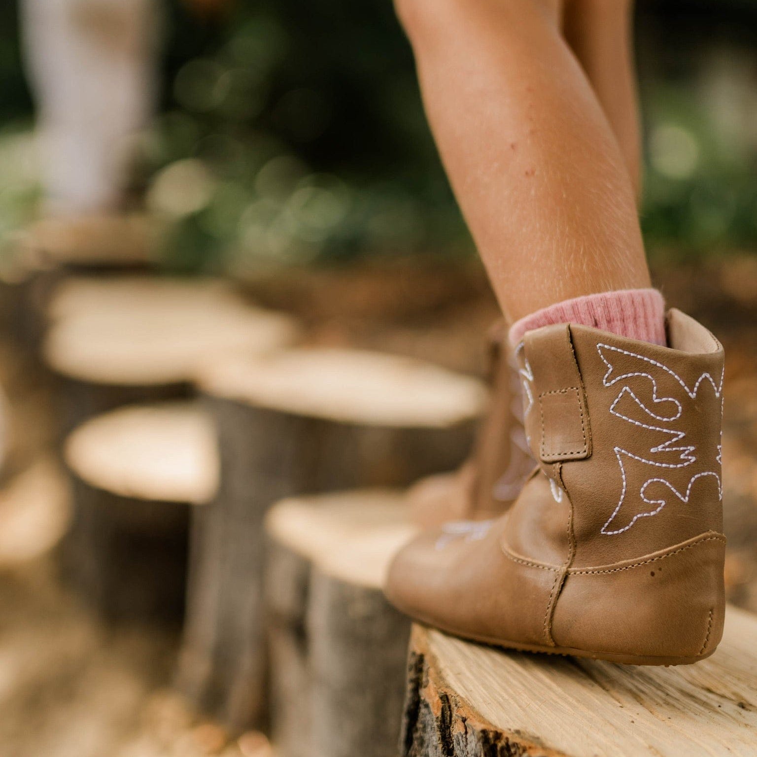 Little Love Bug Co. baby cowboy boots, soft sole, brown vegan leather.