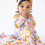 Raising Mama The Forever Swaddle Blanket | Here Comes the Sunshine (Pink) - 