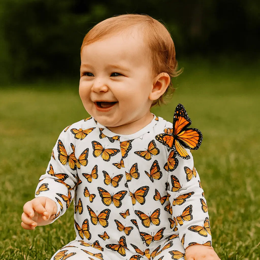 The Great Migration Zipper Footie - Pollinator, Insect, Baby & Toddler Clothing, Butterfly, Arthropod | Everetts Place