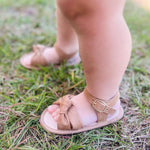 Little Love Bug Co. The Hazel organic tan baby moccasins.