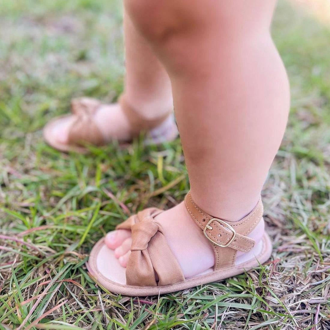 Little Love Bug Co. The Hazel organic tan baby moccasins.